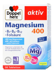 Doppelherz Magnesium 400 + B1 + B6 + Folsäure, 30 er