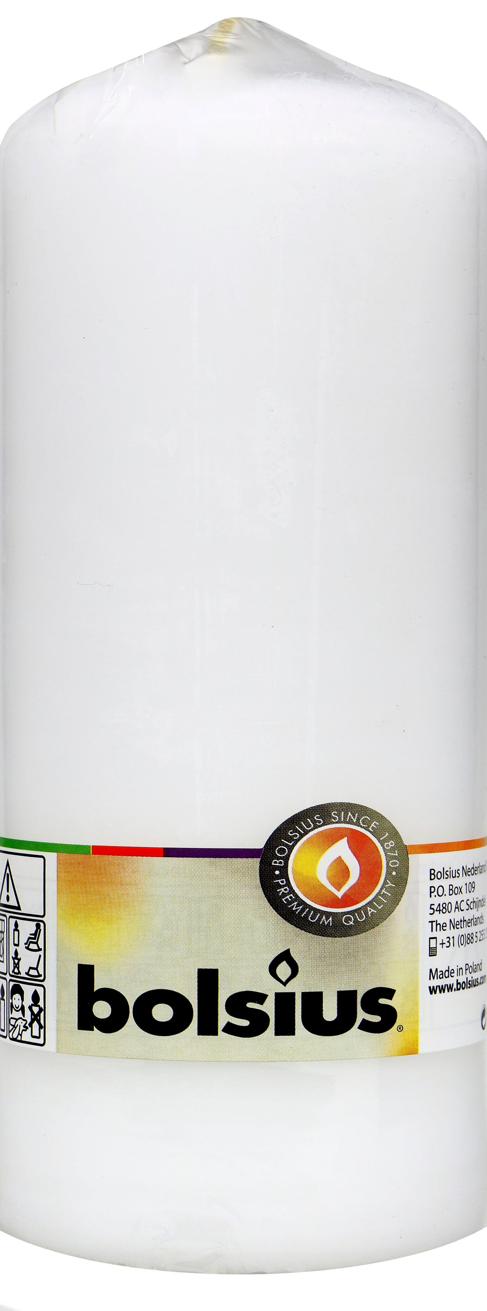 Bolsius Stumpenkerze weiß, 200 x 68 mm
