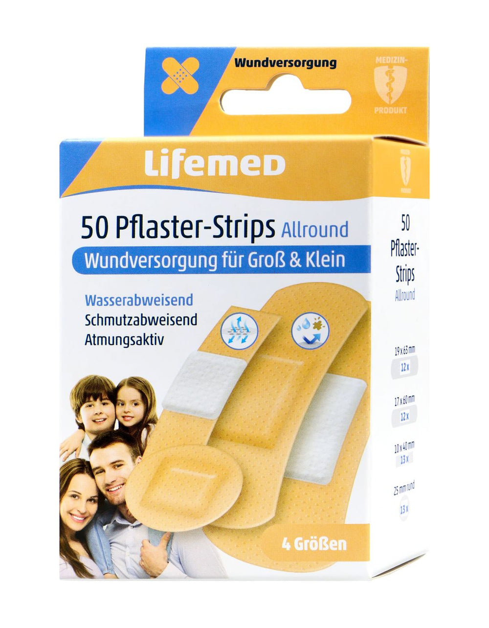 Lifemed Pflaster Strips hautfarben Allround 4 Größen, 50 er