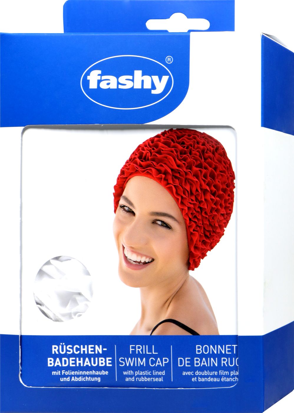 Badehaube Damen Leicht Rüschen, Weiss