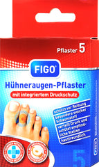 Figo Hühneraugen-Pflaster mit integriertem Druckschutz, 5 er