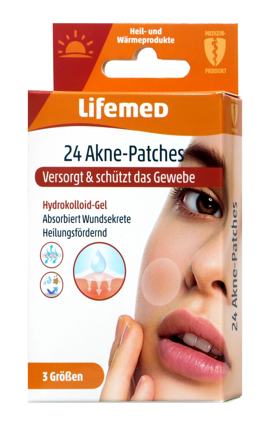 Lifemed Akne Patches transparent 3 Größen, 24 er