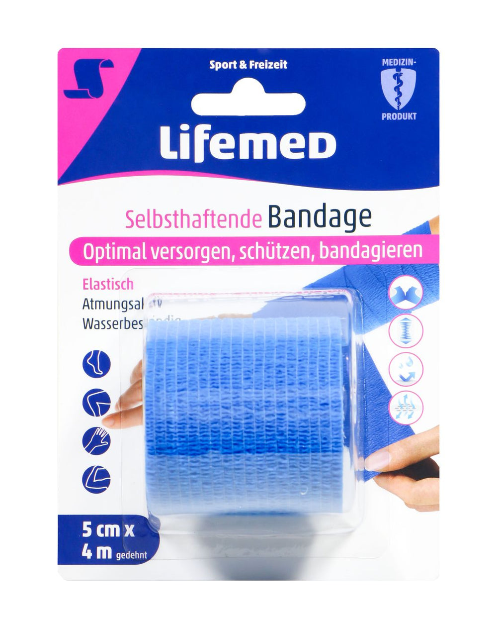 Lifemed Selbsthaftende Bandage 4 m x 5 cm, 1 er