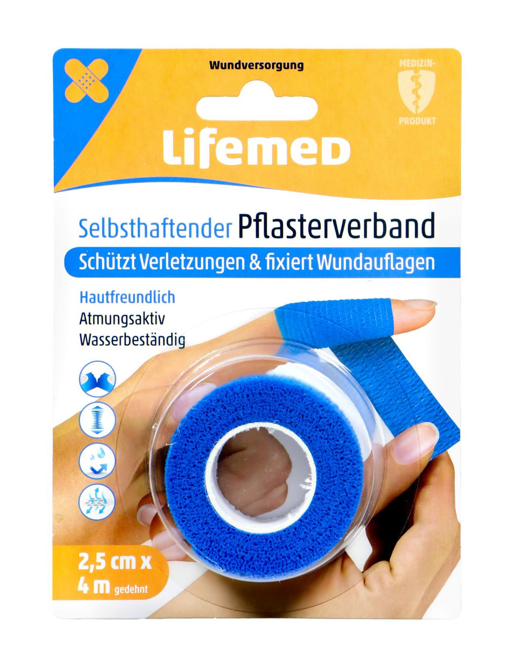 Lifemed Selbsthaftender Pflasterverband, 4 m x 2,5 cm, 1 er