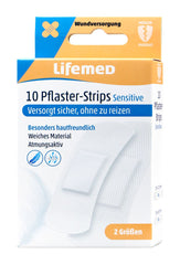 Lifemed Pflaster Strips Sensitive weiss 2 Größen, 10 er