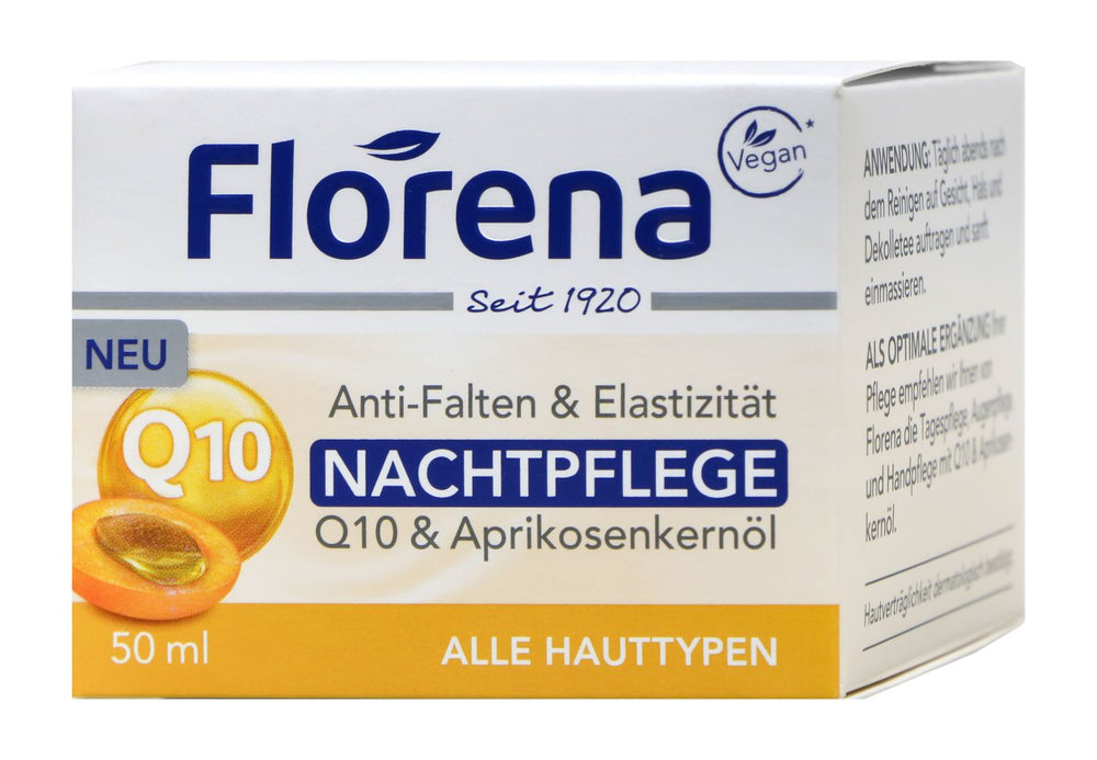 Florena Nachtpflege Q10&Aprikosenkernöl alle Hauttypen, 50 ml