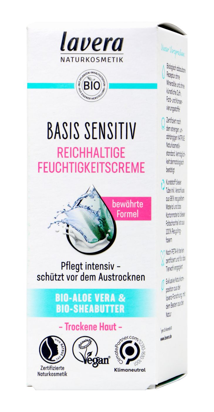 Lavera Basis Sensitiv Feuchtigkeits Creme Bio-Aloe V.&Sheab., 50 ml
