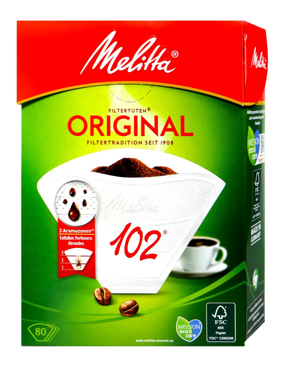 Melitta Filtertüten 102 weiß Aroma, 80 er