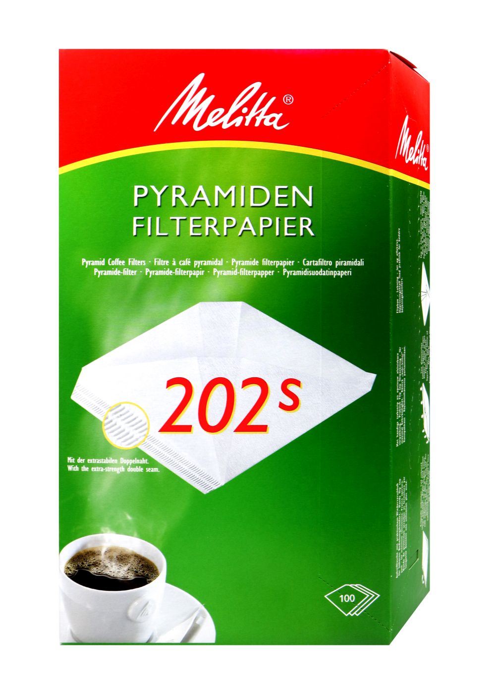 Melitta Pyramiden Filtertüten 202 S weiß, 100 er