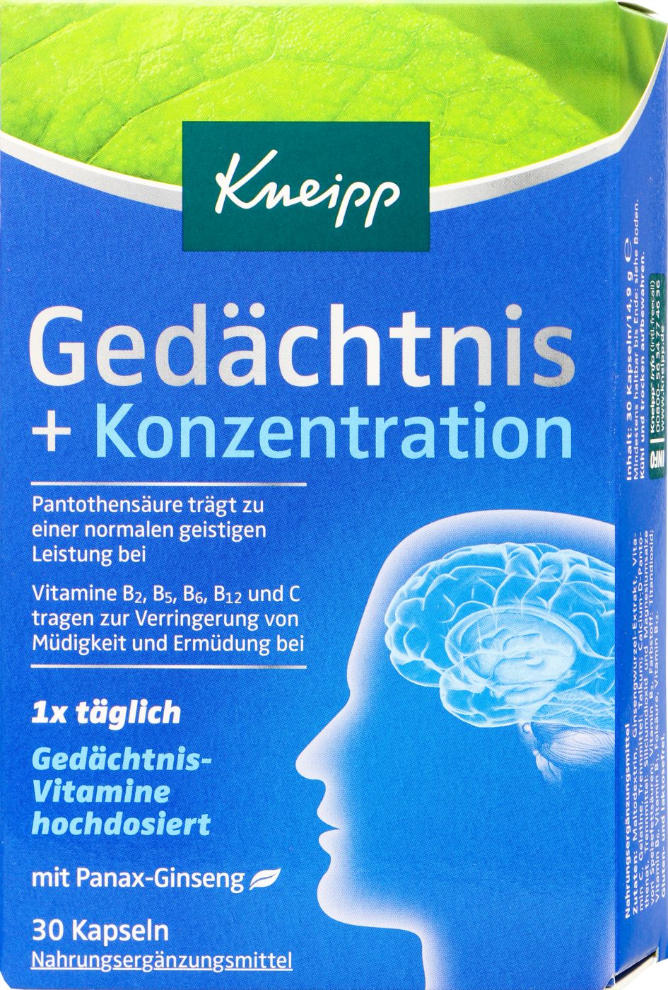 Kneipp Gedächtnis & Konzentration Kapseln, 30 er