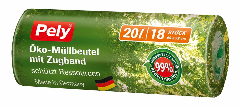 Pely Öko-Müllbeutel mit Zugband 20 Liter, 18 er