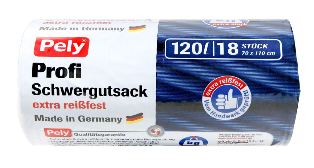 Pely Profi-Schwergutsäcke mit Verschlußband blau 120 Liter, 18 er