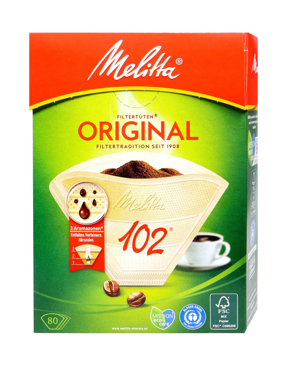 Melitta Filtertüten 102 Naturbraun Aroma, 80 er