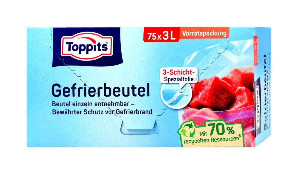 Toppits Gefrierbeutel Standboden 3 l, 75 er