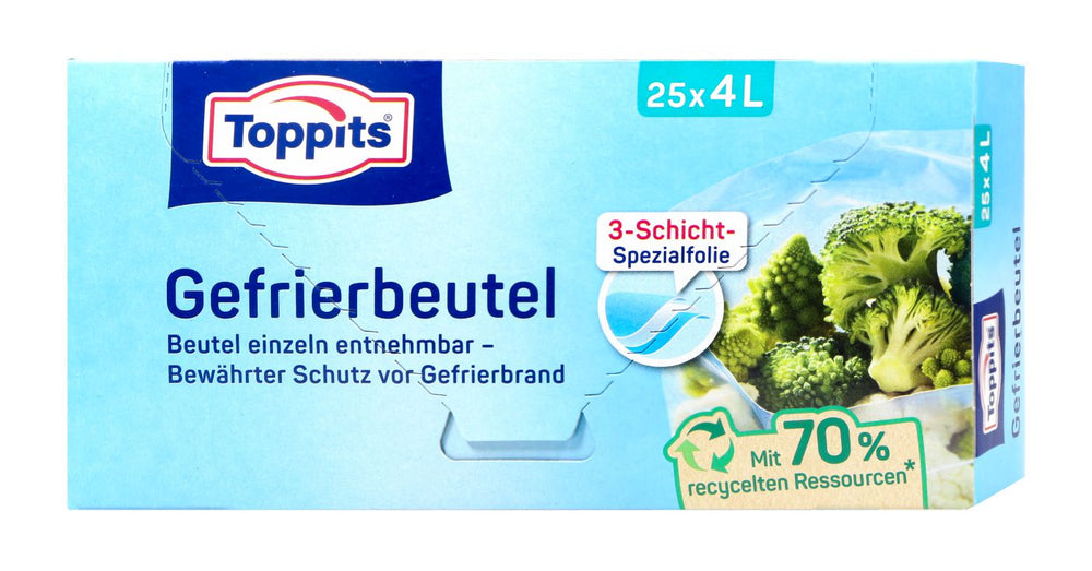 Toppits Gefrierbeutel Standboden 4 l, 25 er