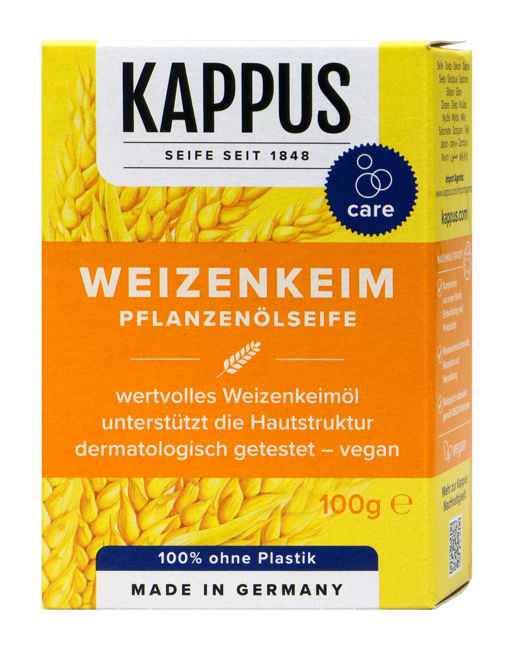 Kappus Seife Weizenkeimöl, 100 g