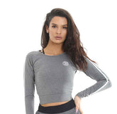 GGLSWT118 Gold's Gym Ladies Cropped Sweater - Grey Marl