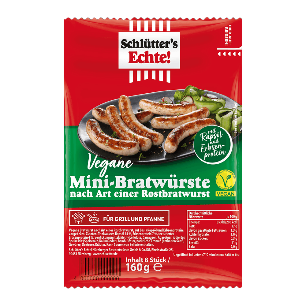 Vegane Mini-Bratwürste nach Art einer Rostbratwurst
