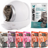 Selbstreinigende automatische Katzentoilette (inkl. Katzensand & 6 × Katzenfutter)