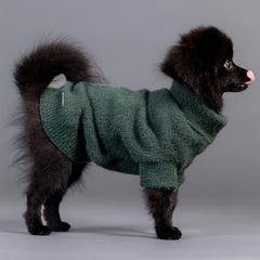 PAIKKA STRICKPULLOVER MIT FELLBESATZ GRUEN 45