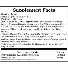 Ashwagandha 1000mg - 120vcaps. x24
