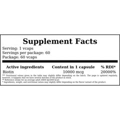 Biotin 10000mcg - 60vcaps.