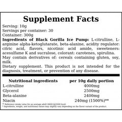 Black Gorilla Ice Pump PreWorkout - 300g - Green Apple x6