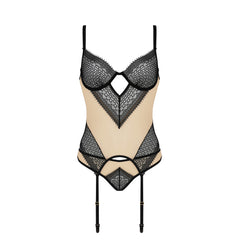CA Denerys corset & thong beige-black