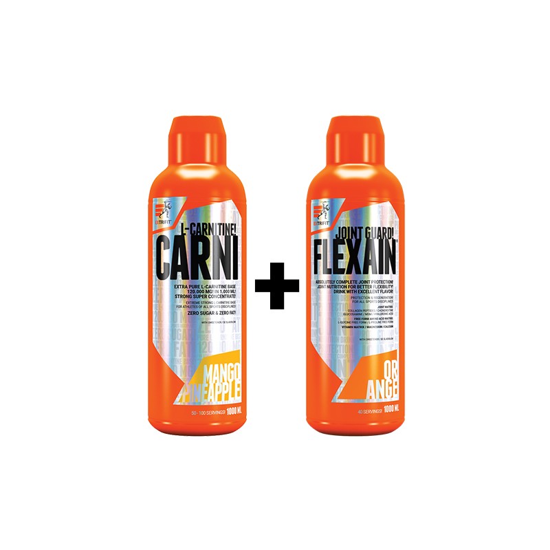 Carni 120000mg Liquid - 1000ml - Pineapple Mango + Flexain - 1000ml - Orange