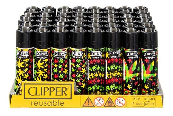 Clipper - Rasta Hanfblatt - Display - 48 Stück