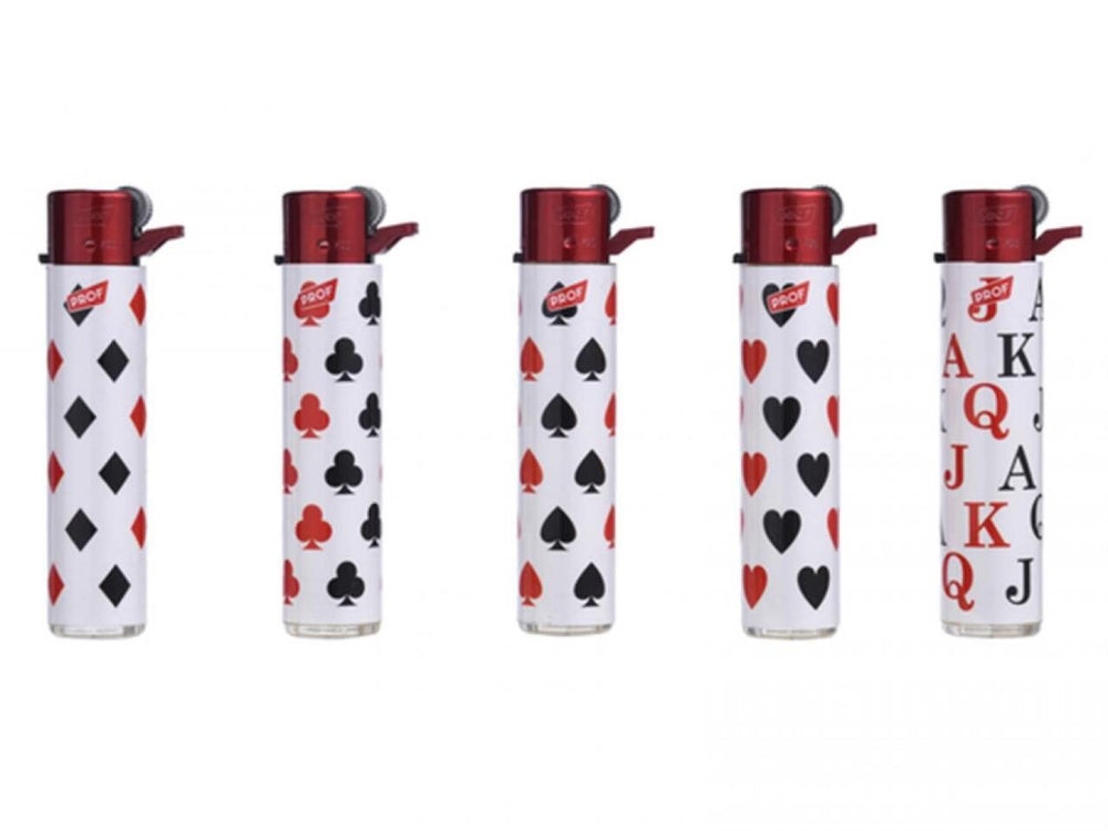 Prof Red Playing Cards Flint Lighter 25 Stk