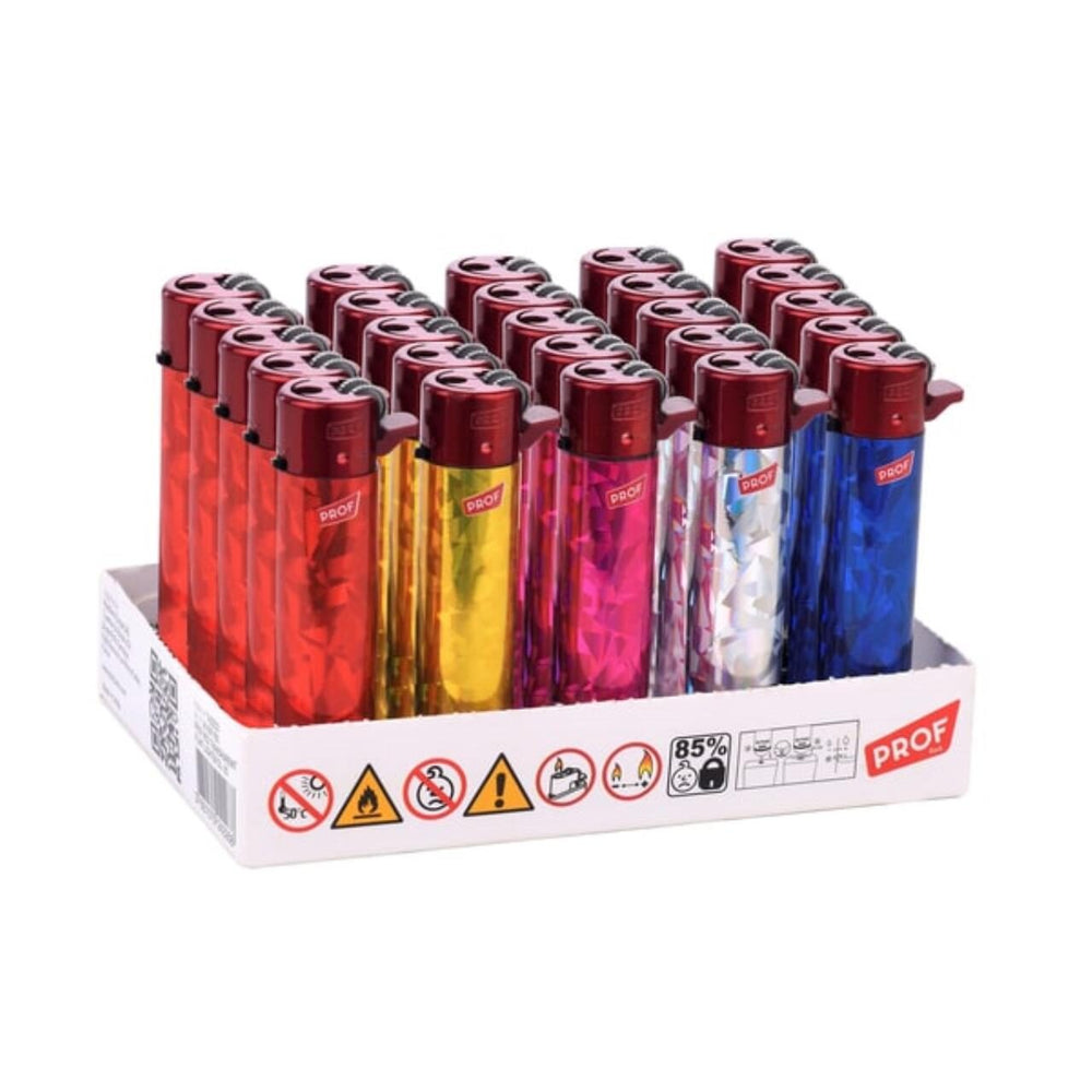 Prof Red Shiny Cristals Flint Lighter 25 Stk