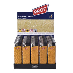 Prof Fixflame Shiny Gold Elec. Lighter 50 Stk