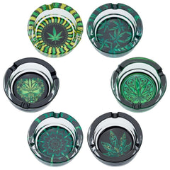 Champ Leaves Round Glass Ashtray 6 Stk