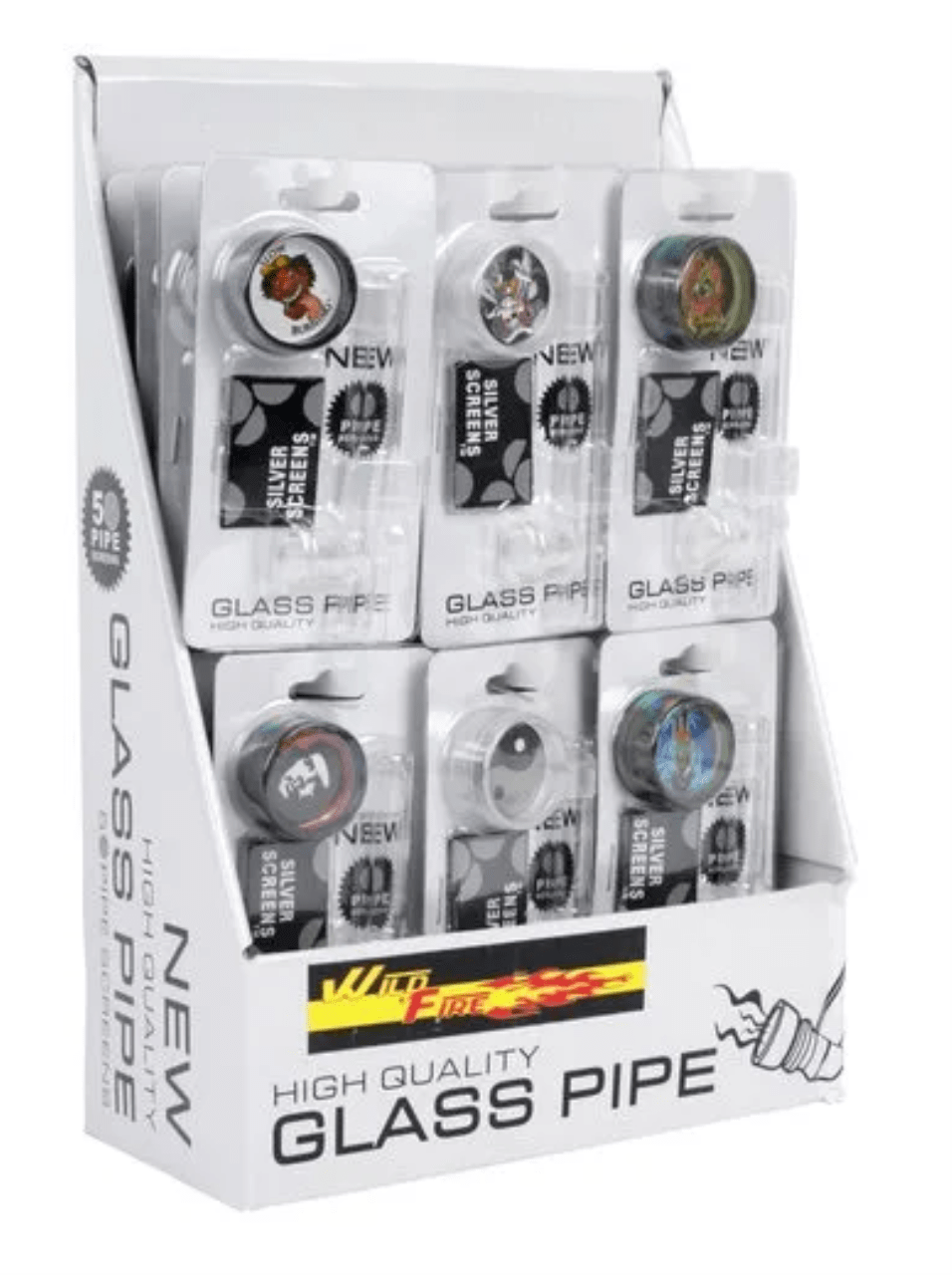 Wild Fire Weed Pipe Glas small + Plasticgrinder 24Stk