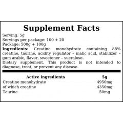 Creatine - Wild Strawberry - 500g + 100g FREE