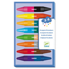 Djeco 8 Wachsmalkreiden, 16 Farben