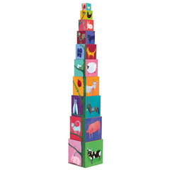 Djeco Pyramide Natur und Tiere, 10 Würfel