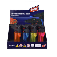 Easy Torch Feuerzeug mit Flaschenöffner - Jetflame Blue - Display - 12 Stück