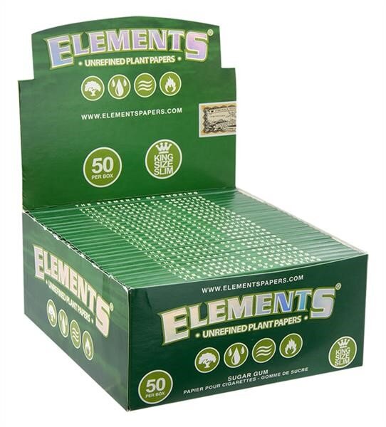 ELEMENTS - Papers - Green - King Size Slim - Box - 50 x 32 Stück