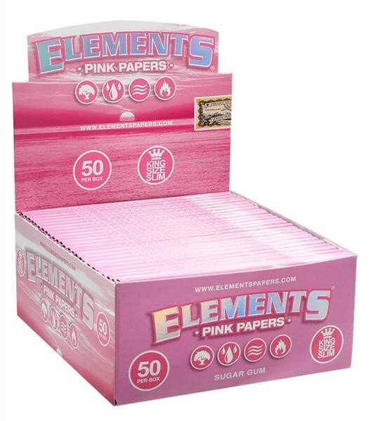 ELEMENTS - Papers - Pink - King Size Slim - Box - 50 x 32 Stück
