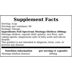 Full Spectrum Moringa Oleifera 400mg - 60caps.