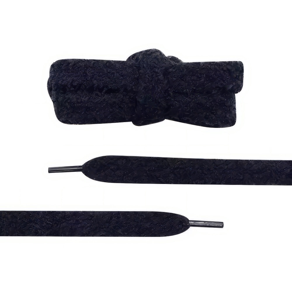 *Fuzzy Laces Flat, Plüsch-Schnürsenkel, schwarz