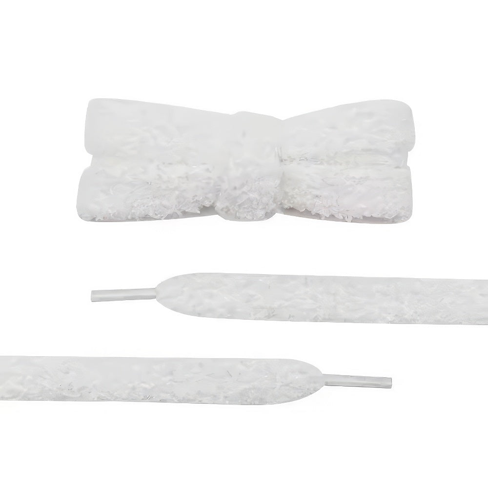 Fuzzy Laces Flat, Plüsch-Schnürsenkel, weiss, 140 cm