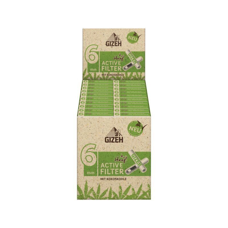 GIZEH - Active Filter 6mm - Hanf & Gras - Box - 20 x 10 Stück