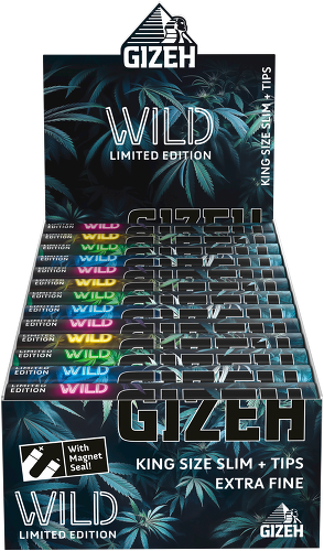 GIZEH - King Size Slim + Tips - WILD - Display - 26 x 34 Stück