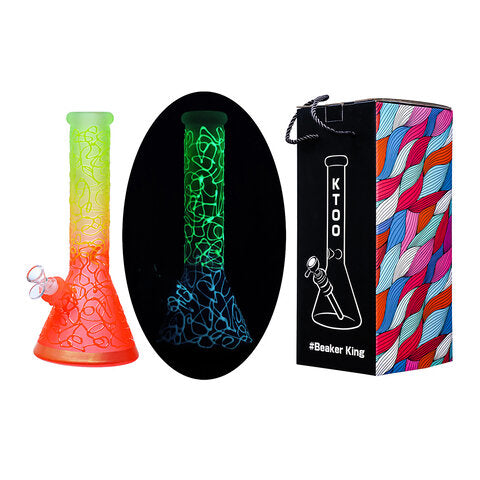 Glas Bong - Fluorescent - Neon Rasta - 32cm