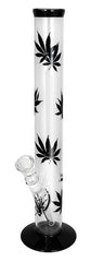 Glas Bong - Hemp Leaf Black - 42cm - schwarz