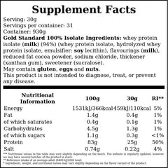 Gold Standard 100% Isolate - 930g - Chocolate