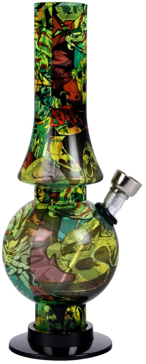 Acryl Bong Graffitti - Grün